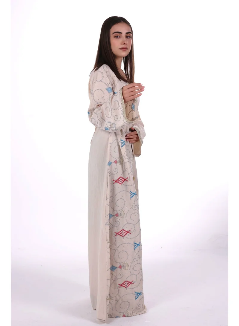 AL BENT AL SHARQIEH beige Mom & Daughter Embroidred jalabiya dress for Women | Best Price UAE